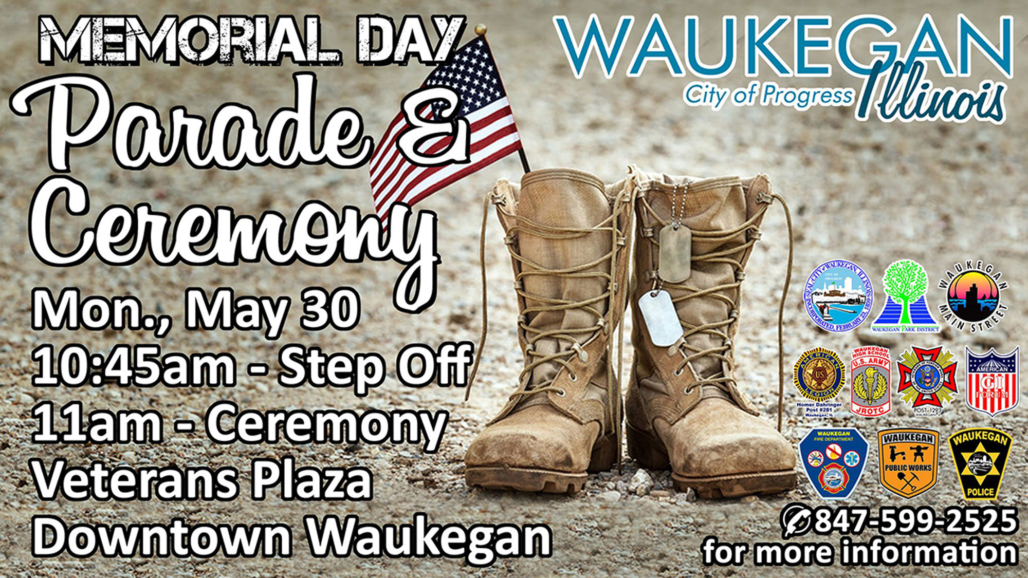 Memorial Day Parade and Ceremony at Veterans Plaza in Downtown Waukegan